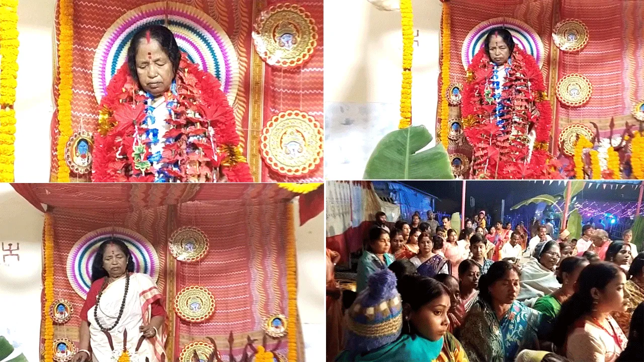 জীবন্ত কালীর পুজো দেখতে মানুষের ঢল
