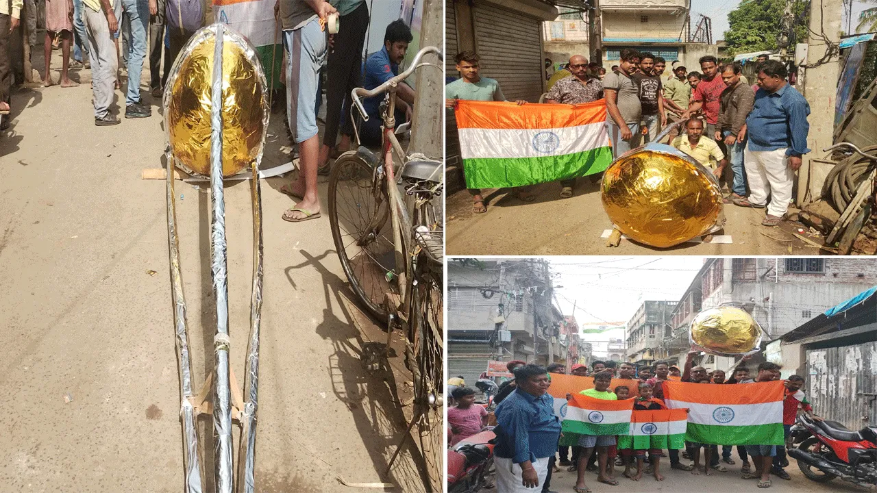 ভারতের দুর্দান্ত পারফরমেন্সকে সম্মান জানাতে বাঁশ এবং ঝুড়ি দিয়ে তৈরি বিশ্বকাপ