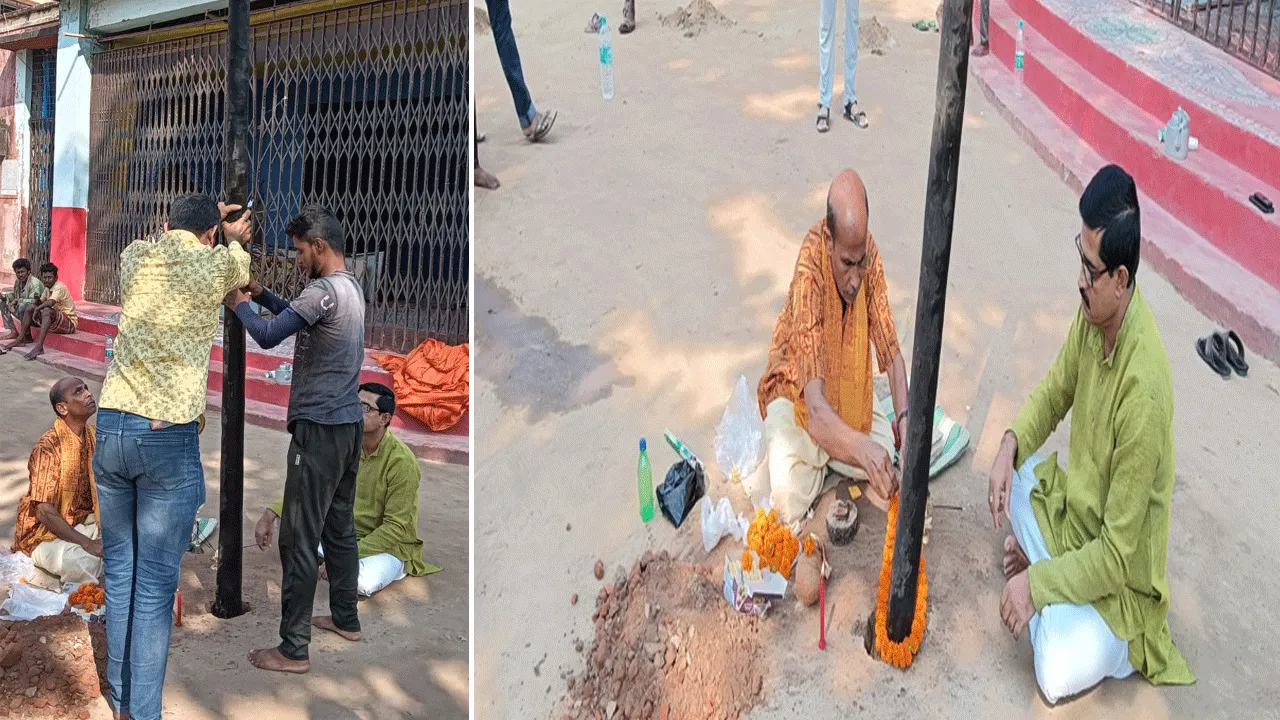 আসন্ন কালীপুজো উপলক্ষ্যে খুঁটিপুজো হলো গুসকরা ‘ছন্নছাড়া’ ক্লাবের