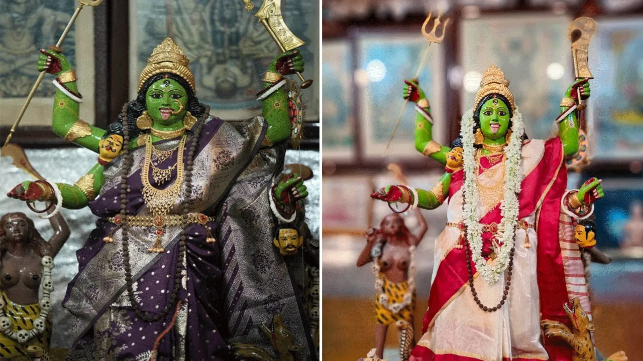 কালীপুজোয় সবুজ কালী মায়ের সাজ দেখুন একঝলকে!