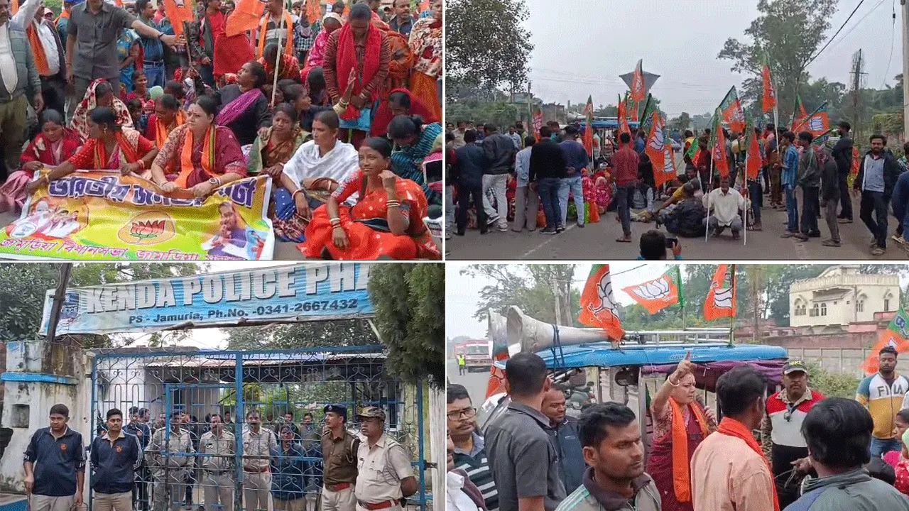 আসানসোলে অবৈধ কয়লা বালি পাচারের অভিযোগে বিক্ষোভ অবরোধ বিজেপি বিধায়কের