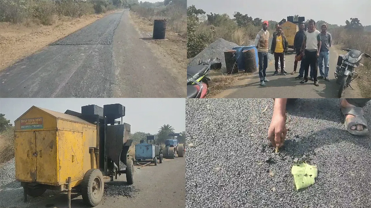 ৪০ লক্ষ টাকার নতুন তৈরি রাস্তার হাত দিয়ে উঠে যাচ্ছে পিচ