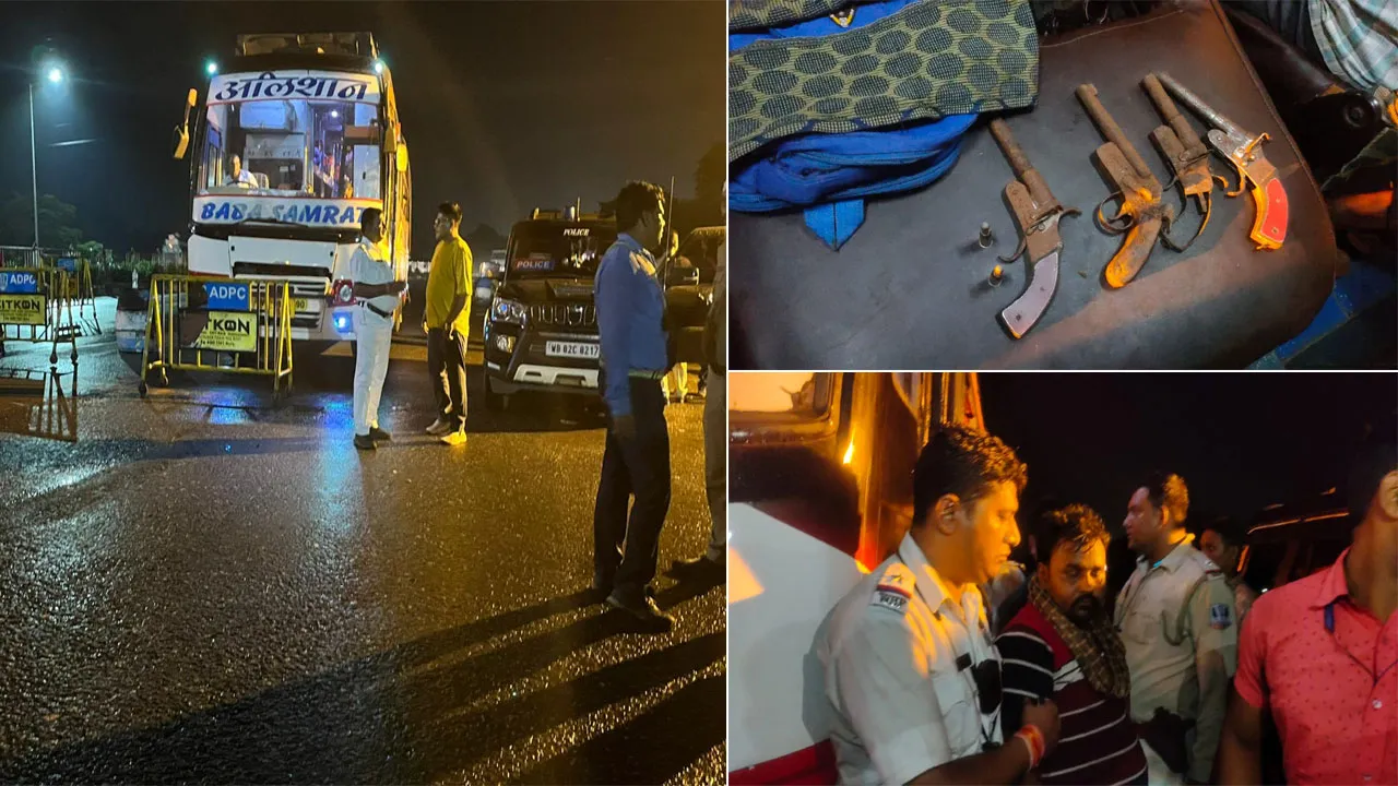 যাত্রীবাহী বাস থেকে আগ্নেয়াস্ত্র সহ ধৃত যাত্রী