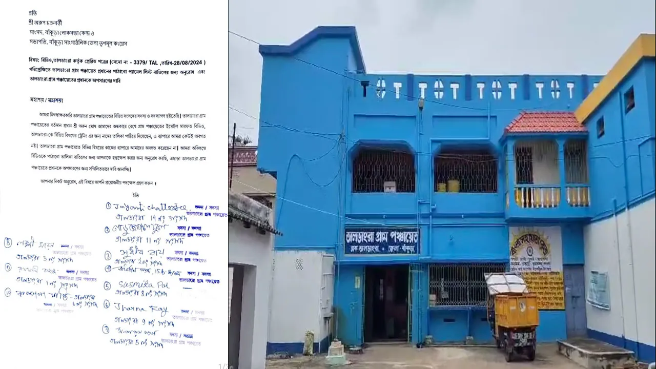 তৃণমূলের পঞ্চায়েত প্রধানকে অপসারণের দাবিতে চিঠি দলেরই পঞ্চায়েত সদস্যদের