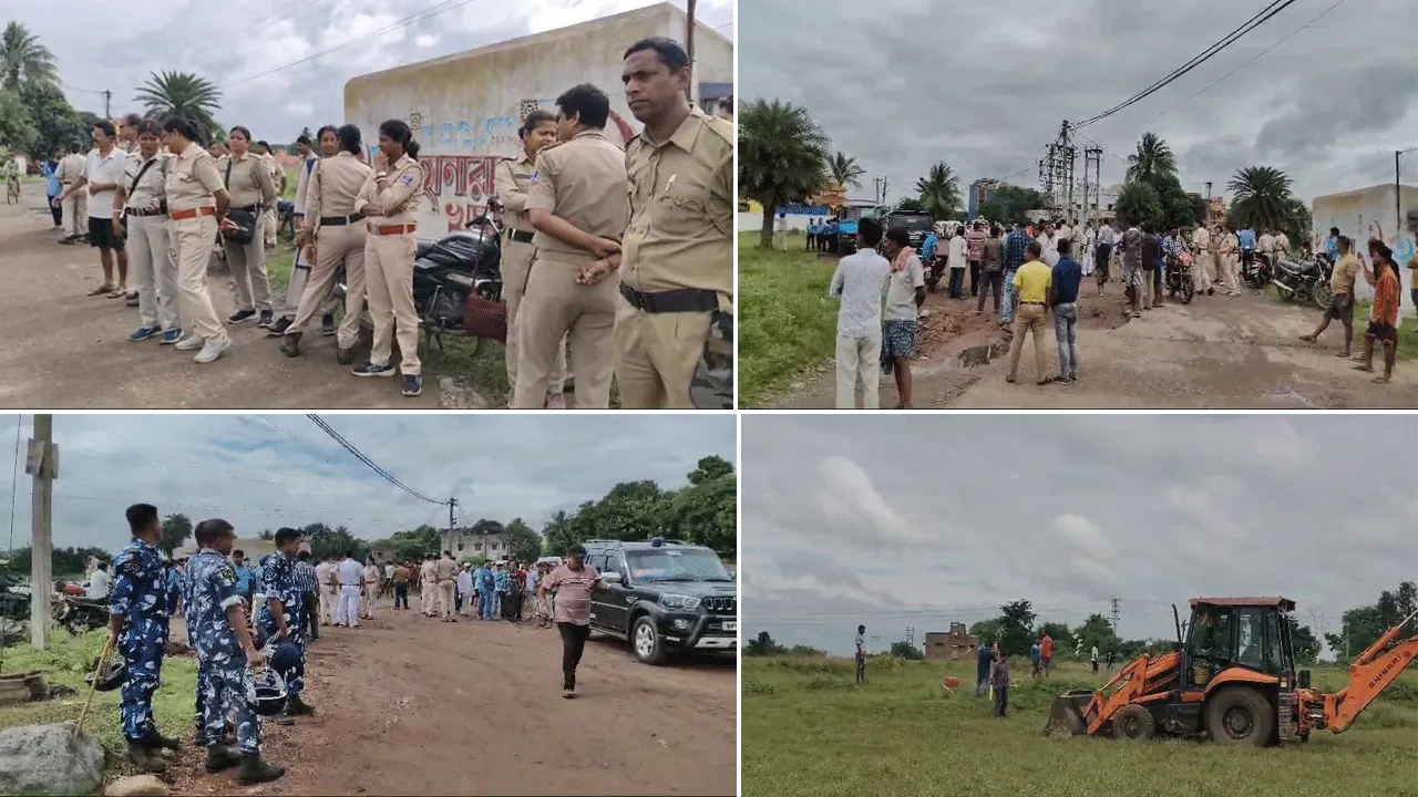 টাওয়ার বসাতে গ্রামের দখল নিল পুলিশ বাহিনী