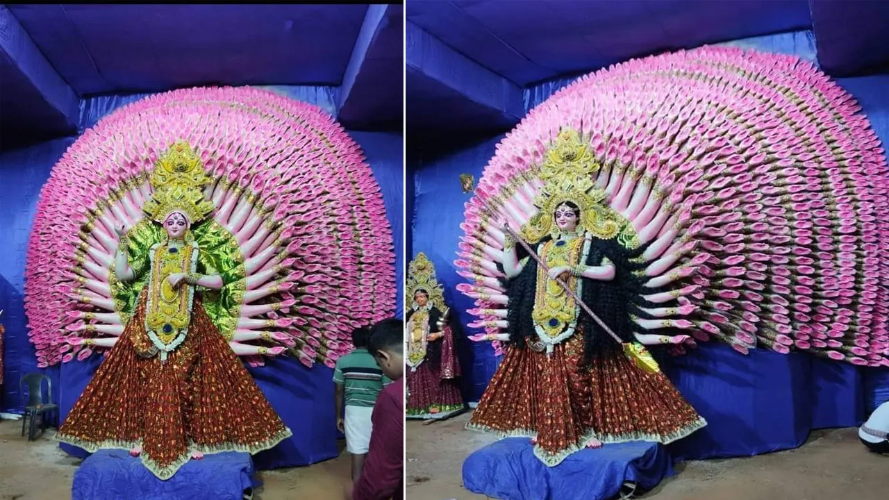 সারেঙ্গার খামানি গ্রামে দুর্গামূর্তি সহস্রভূজা
