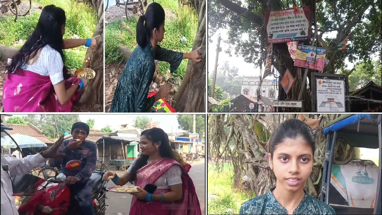 গাছকে ফোঁটা দিয়ে সচেতনতার বার্তা দুই ছাত্রীর