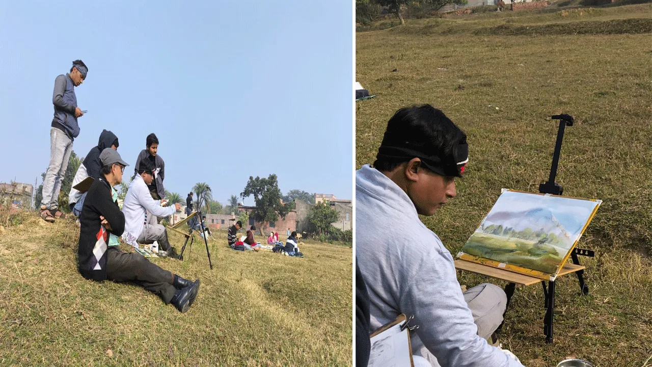 শুশুনিয়া পাহাড়ের কোলে প্রকৃতির মাঝে ছবি আঁকার কর্মশালা