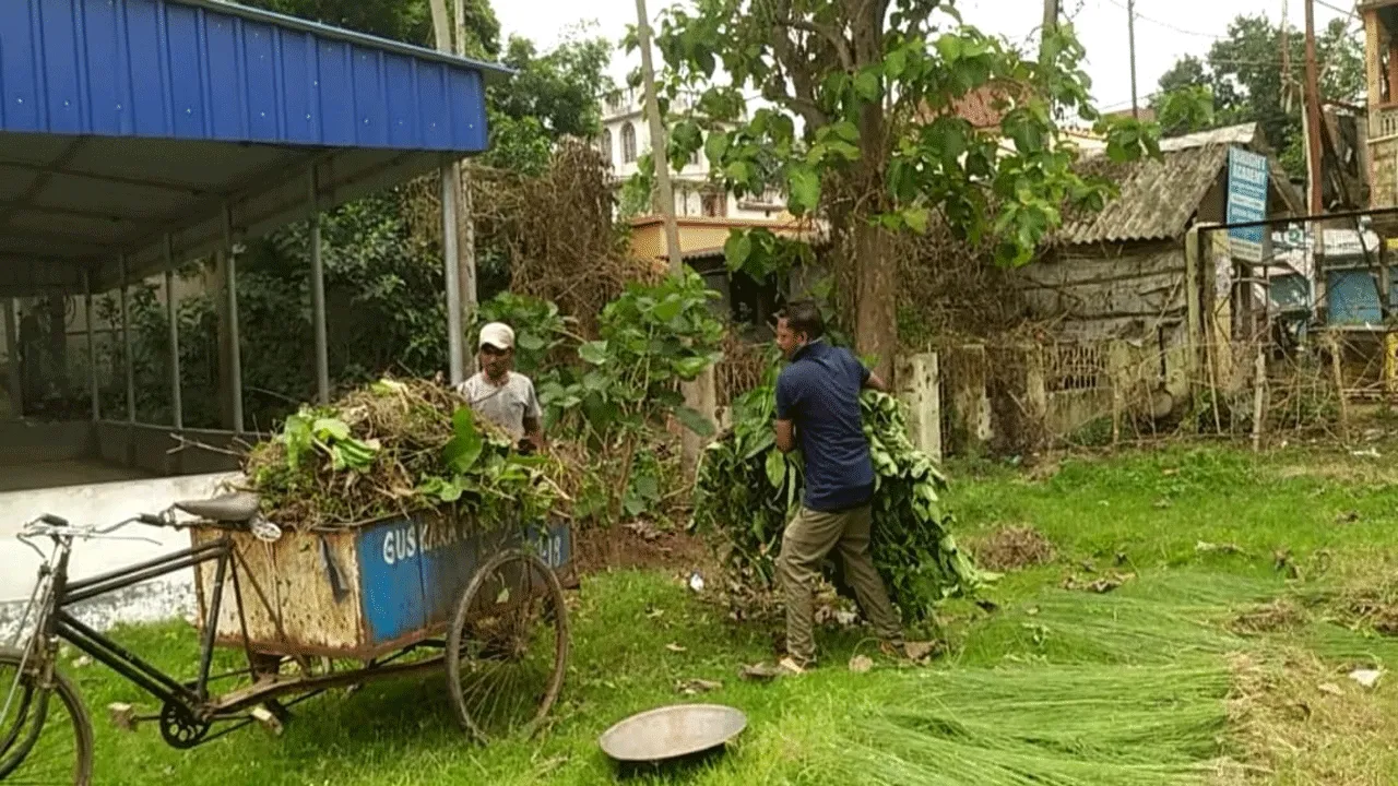 মহাবিদ্যালয় চত্বর পরিচ্ছন্ন করতে তৎপর হলো গুসকরা পুরসভা