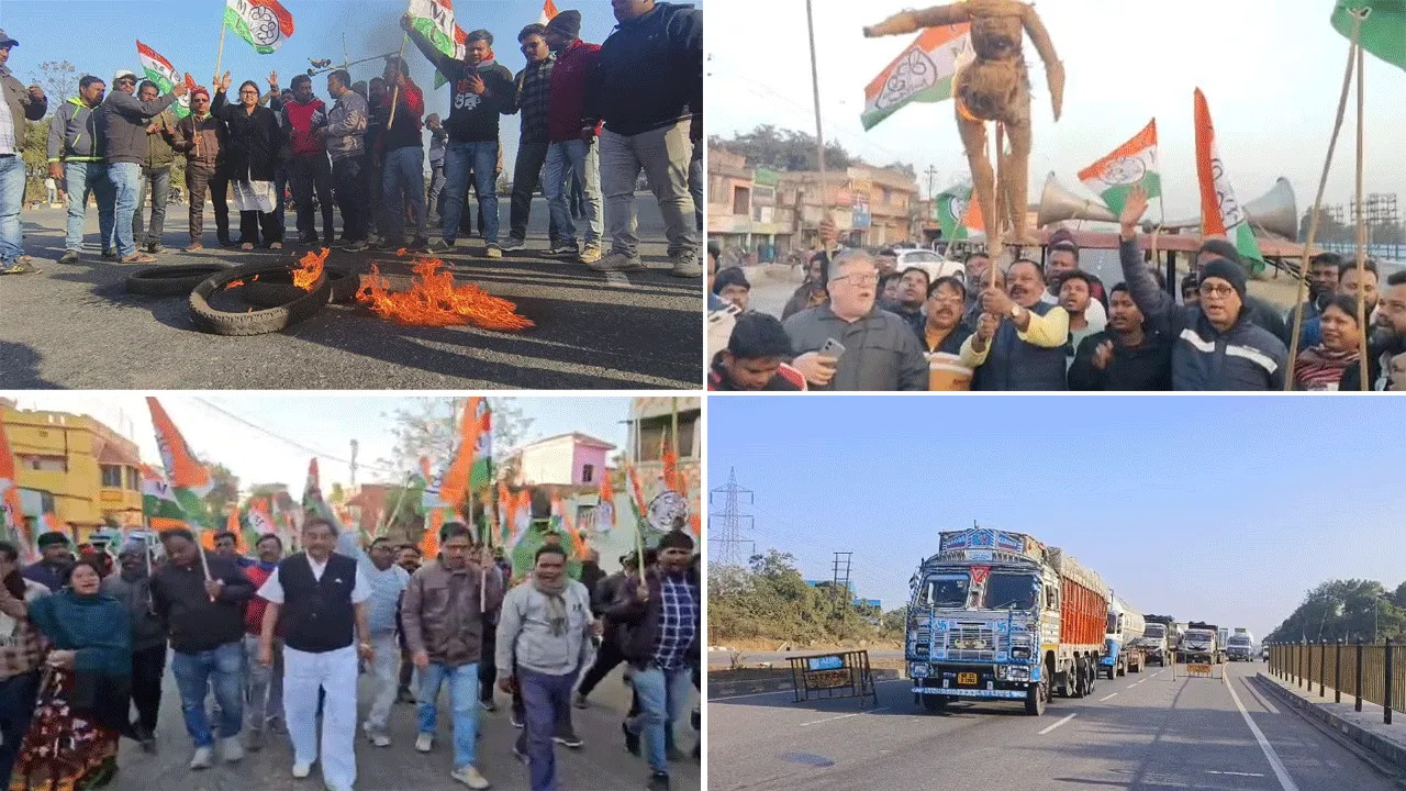 আইপ্যাক অফিসে ইডির হানার প্রতিবাদে শিল্পাঞ্চল জুড়ে বিক্ষোভ প্রতিবাদ