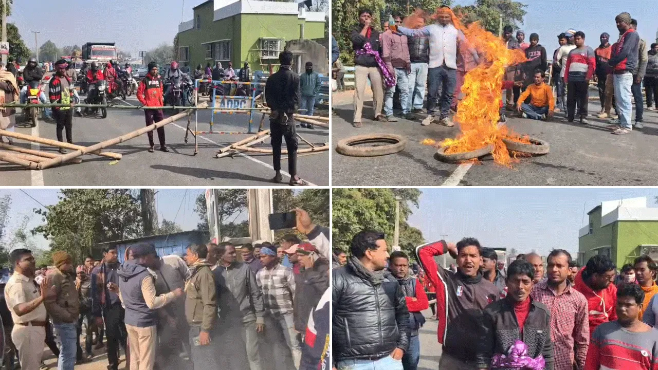 অজয়ের অস্থায়ী সেতুর কাজ বন্ধের অভিযোগ, তুমুল বিক্ষোভ স্থানীয়দের