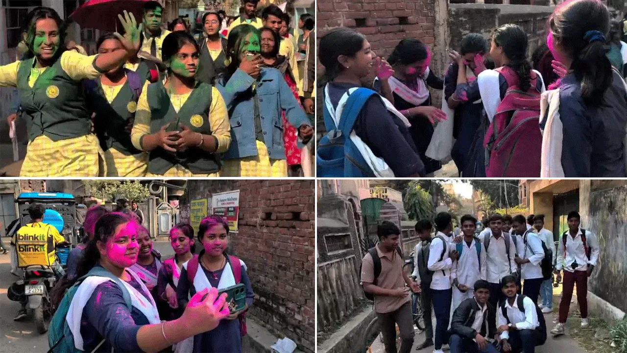 মাধ্যমিক পরীক্ষা শেষ, আবীর খেলে উচ্ছ্বাস পরীক্ষার্থীদের