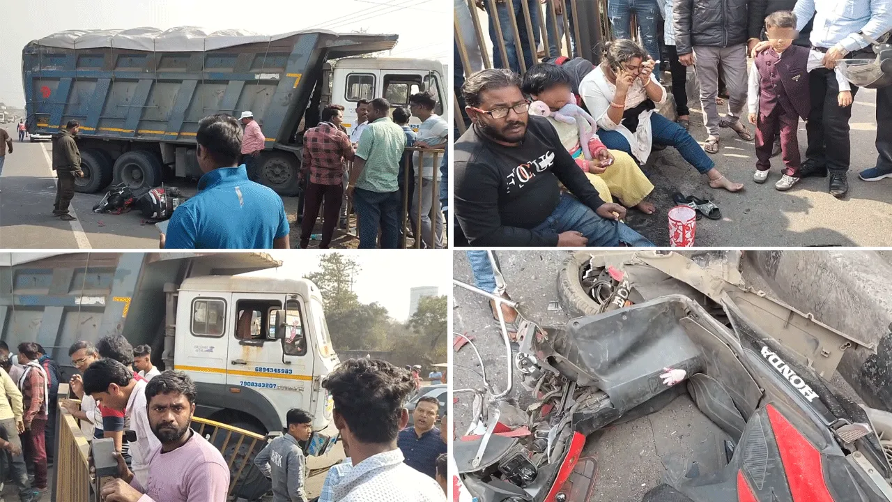 ডাম্পার চালকের তৎপরতায় অল্পের জন্য প্রাণে বাঁচলেন দম্পতি ও তাদের দুই সন্তান