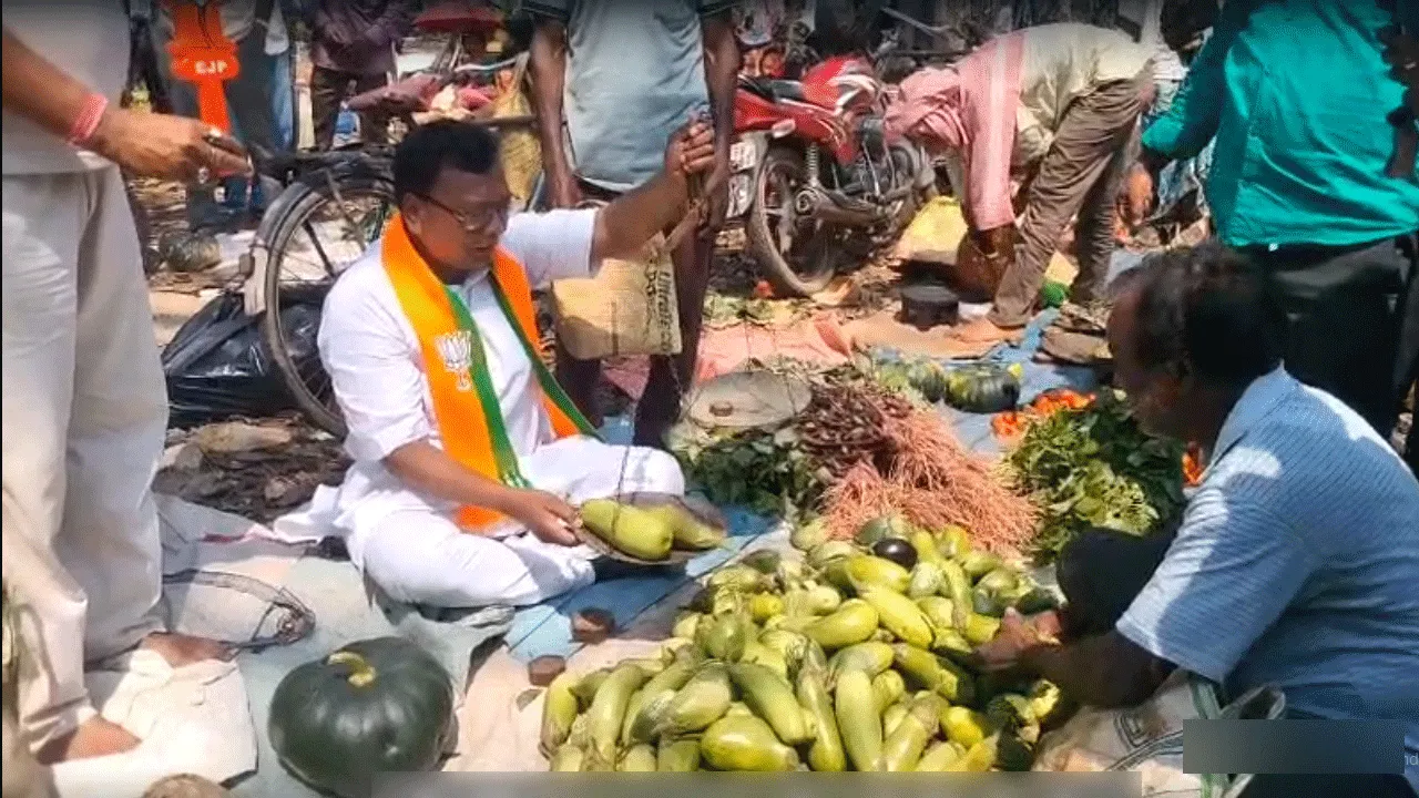 প্রচারে বেরিয়ে সবজি বিক্রি বিজেপি প্রার্থীর