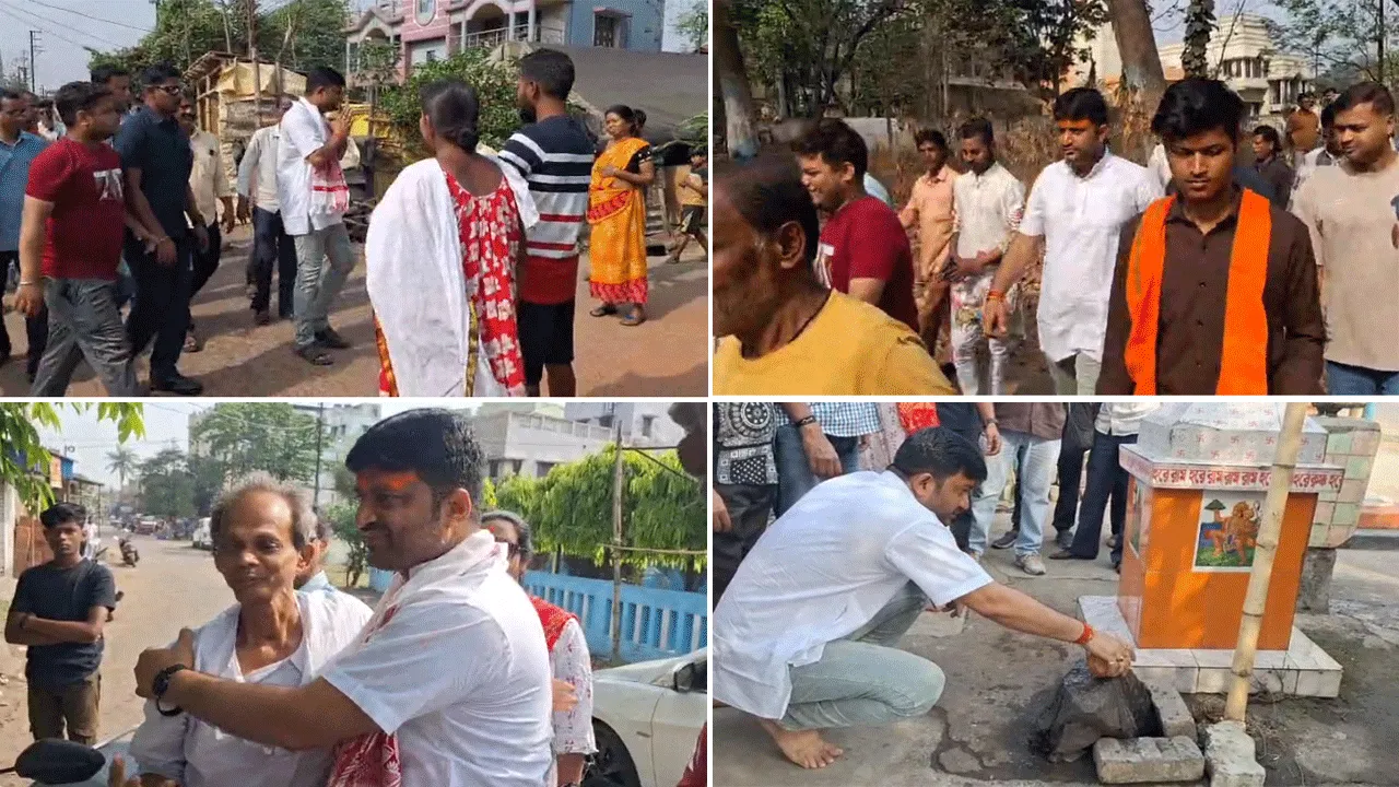 দুর্গাপুরে তৃণমূলের প্রাক্তন মেয়রের আর্শীবাদ নিয়ে প্রচারে বিজেপি প্রার্থী