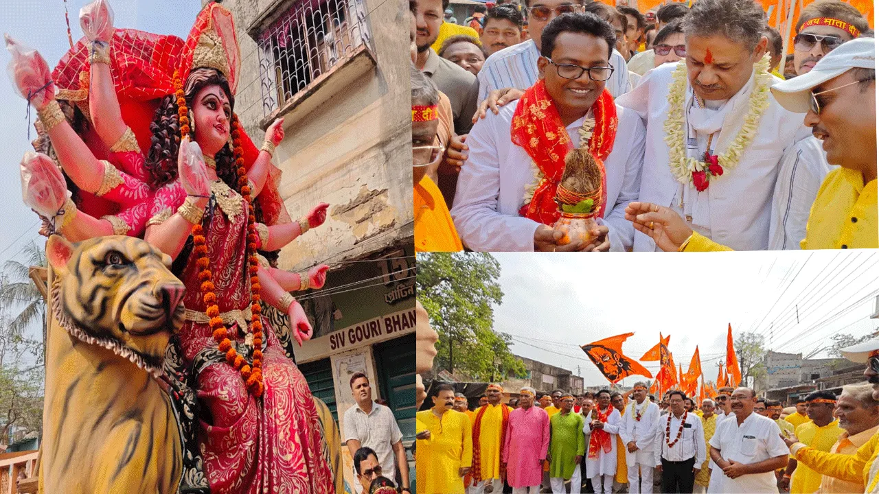 তৃণমূল প্রার্থী ও সাংসদের উপস্থিতিতে বর্ণাঢ্য কলস যাত্রা
