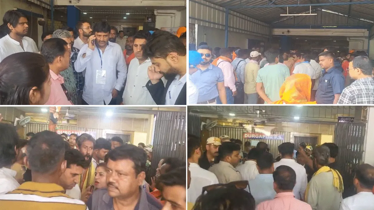 দুর্গাপুর থানা ঘেরাও করে তুমুল বিক্ষোভ বিজেপির