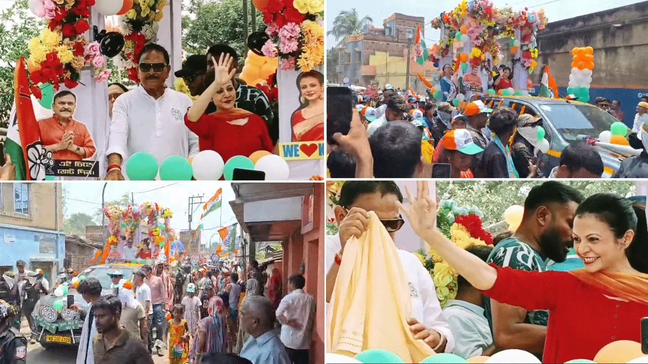 জামুড়িয়ায় তৃণমূল প্রার্থীর সমর্থনে কোয়েলের রোড শো