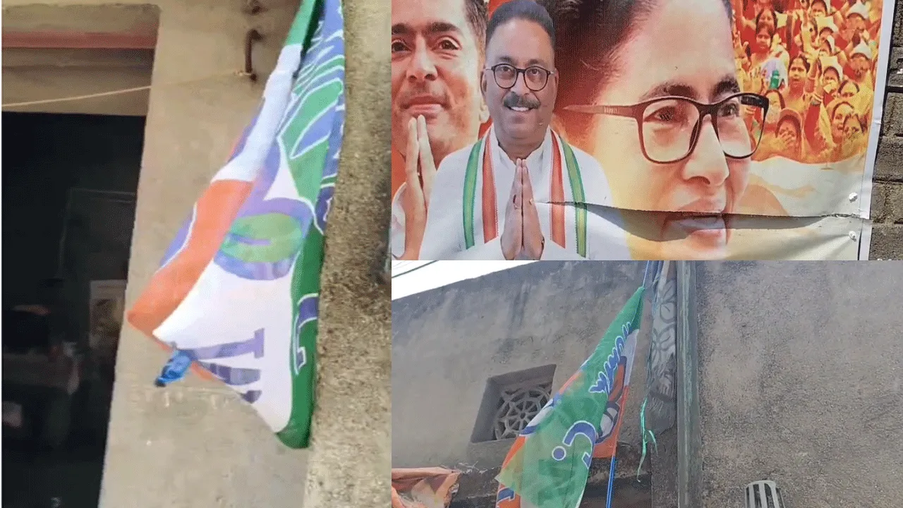 তৃণমূলের পতাকা পুড়িয়ে দেওয়ার অভিযোগ ঘিরে উত্তেজনা