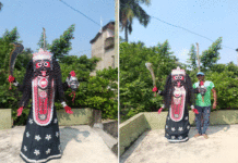 চলমান কালীমূর্তি তৈরি করে চমকে দিলেন গুসকরার শিক্ষক