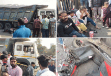 ডাম্পার চালকের তৎপরতায় অল্পের জন্য প্রাণে বাঁচলেন দম্পতি ও তাদের দুই সন্তান