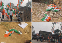 দলীয় পাতাকা অবমাননার অভিযোগ, জেলায় জেলায় তৃণমূল-বিজেপি তরজা