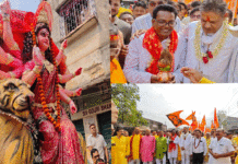 তৃণমূল প্রার্থী ও সাংসদের উপস্থিতিতে বর্ণাঢ্য কলস যাত্রা