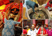 মন্দিরে পুজো দিয়ে সেবার অঙ্গীকার অগ্নিমিত্রার