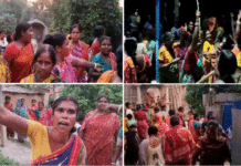 লাঠি হাতে মদের ঠেক ও গাঁজার আড্ডায় অভিযান চালাল প্রমিলা বাহিনী